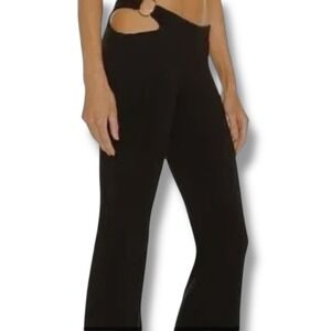 Miaou Dita Pants Black Flare Cut Out Ring Detail Stretch Fitted Size S‎ NWT
